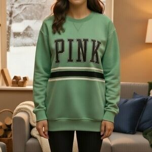 PINK Oversized Sweatshirt In Bright Aqua Teal